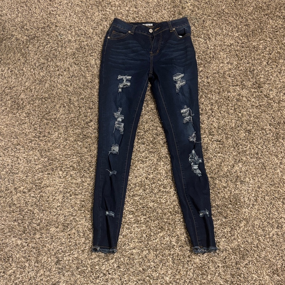 YMI Dark Blue Distressed Skinny Jeans